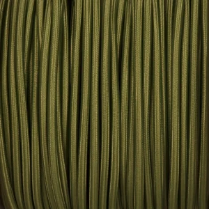 3 noyaux ronds vintage tissu tressé vert armée câble flexible 0,75 mm-3184