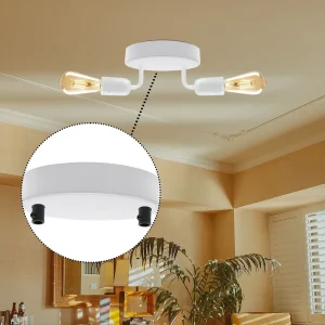 120mm Rosace Kit Plafond Métallique Cylindrique à 2 sorties ~1511